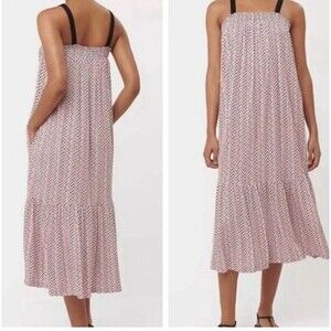 LOFT Maxi Dress Chevron Smocked Women’s Small Sleeveless Boho Casual Ruffle Work